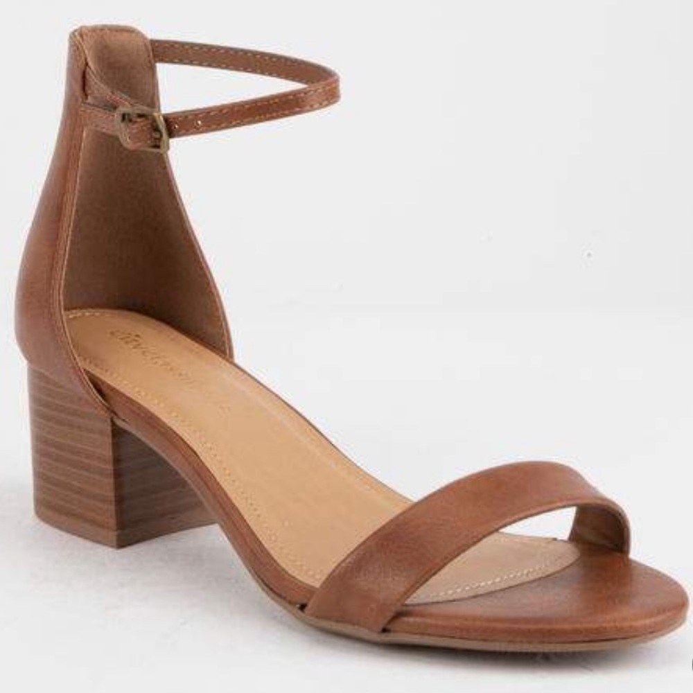 CITY CLASSIFIED Ankle Strap Stacked Heeled Sandals